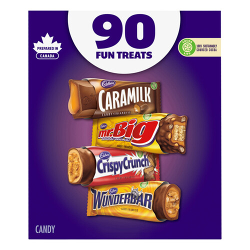 Cadbury Chocolate Treats Bars Assorted 90 Count 1 kg