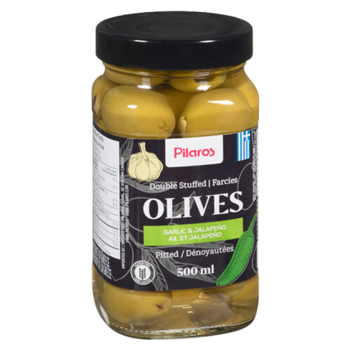 Pilaros Double Stuffed Olives Garlic & Jalapeno 500 ml Voilà Online