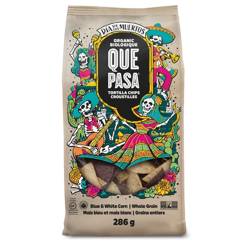 Que Pasa Organic Tortilla Chips Day of the Dead 286 g