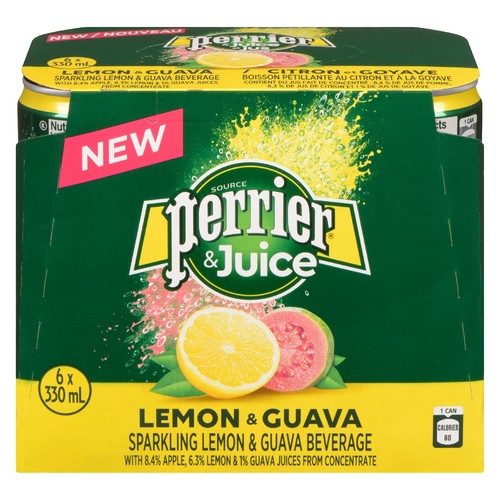 Perrier Sparkling Water Lemon & Guava 6 x 330 ml (cans)