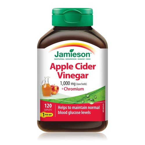 Jamieson Supplement Apple Cider Vinegar With Chromium Caplets 120 Count