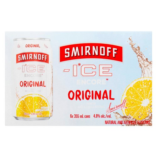 Smirnoff Ice Encore Alcoholic Premium Malt 4.8% Alcohol Original 6 x 355 ml (cans)