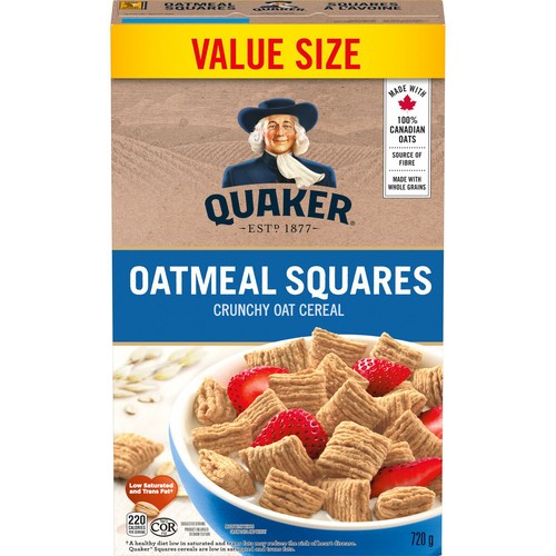 Quaker Crunchy Oat Cereal Oatmeal Squares Value Size 720 g