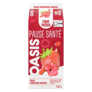 Oasis Pause Santé Fibres Prébio Jus de faise canneberge hibiscus  1.6 L