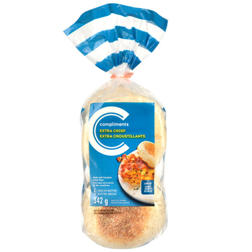 Compliments English Muffins Extra Crispy 6 Pack 342 g