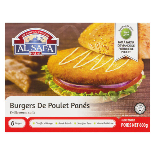 Al Safa Halal Frozen Breaded Chicken Burgers 600 g