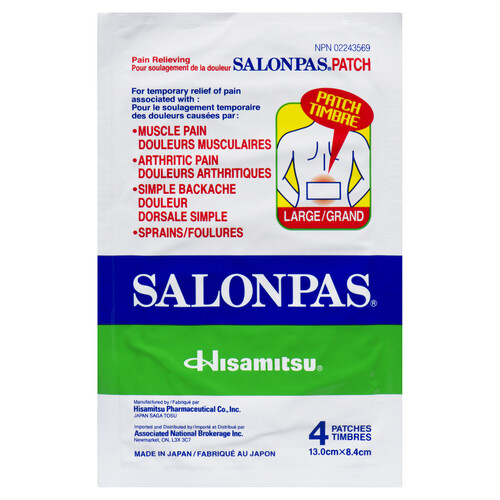 Salonpas Pain Relief Gel Patch Large 13.0 x 8.4 cm 4 EA