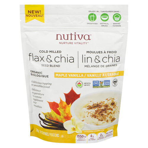 Nutiva Organic Flax & Chia Seed Blend Maple Vanilla 340 g