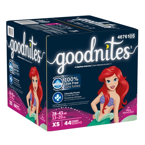 Goodnites Girls Nighttime Underwear Size XS (28-43 lbs) 44 Count
