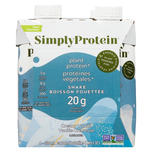 Simply Protein Plant Protein+ Shake Ready To Drink Creamy Vanilla 4 x 330 ml