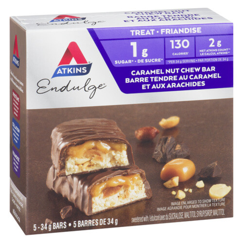 Atkins Endulge Nut Chew Bars Caramel 5 x 34 g