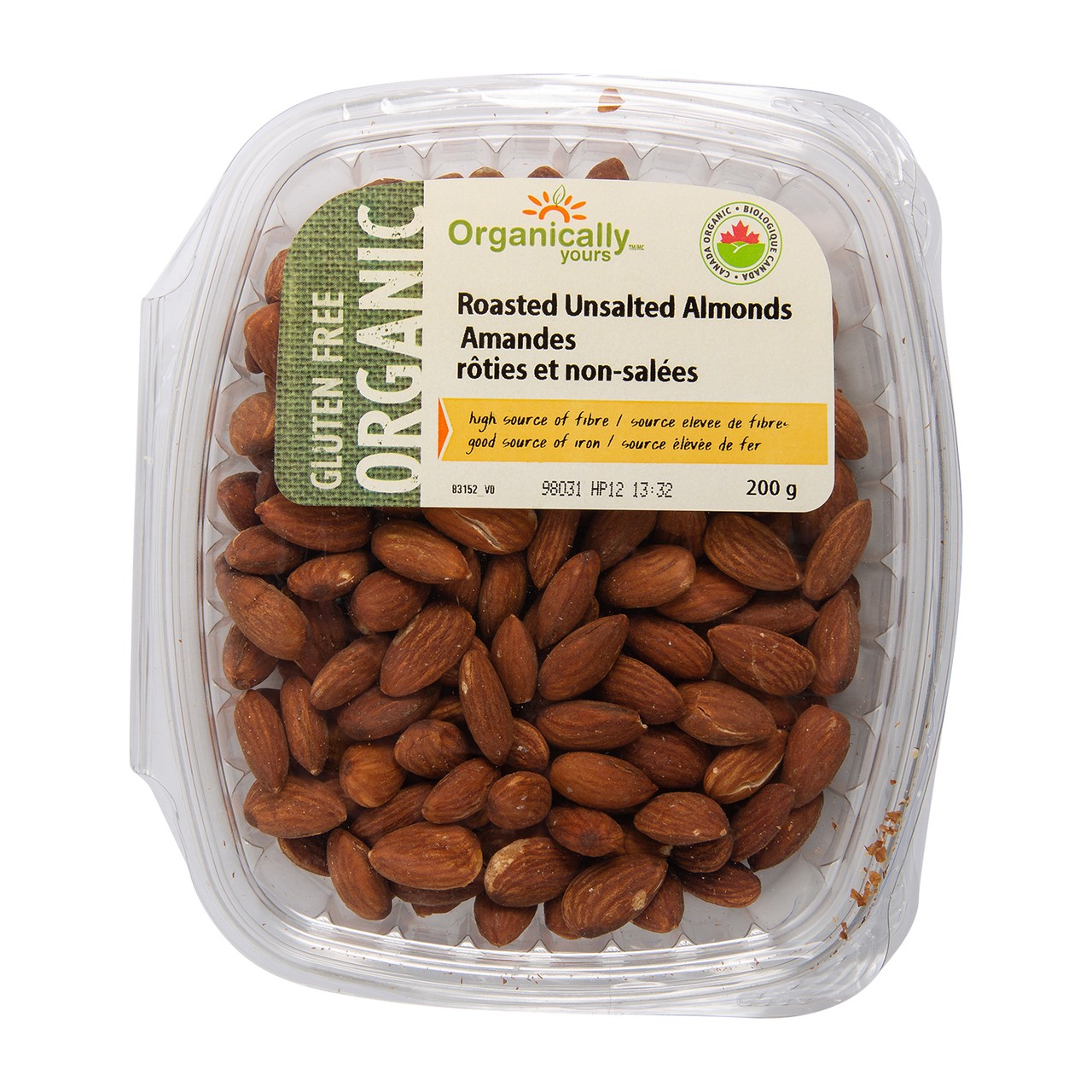 Organically Yours Organic Roasted Unsalted Almonds 200 g - Voilà Online ...