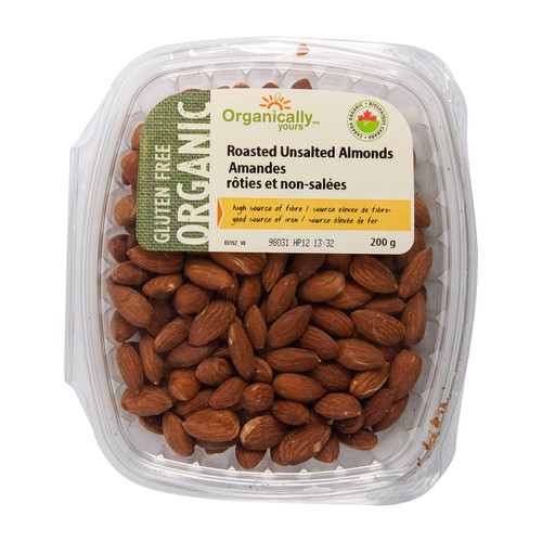 Organically Yours Organic Roasted Unsalted Almonds 200 g