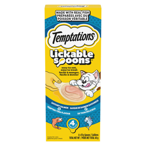 Temptations Lickable Spoons Adult Cat Treats Salmon and Tuna 40 g