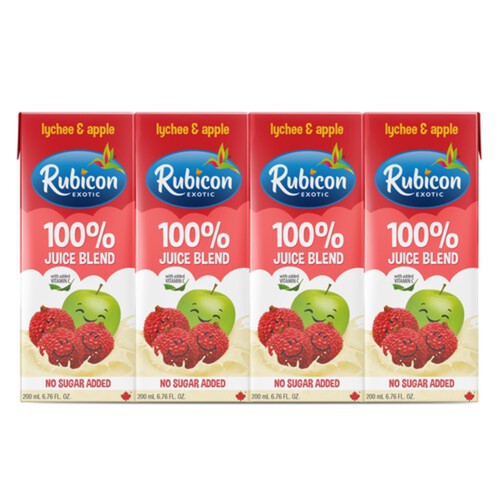 Rubicon Exotic Juice No Sugar Added Lychee & Apple 4 x 200 ml