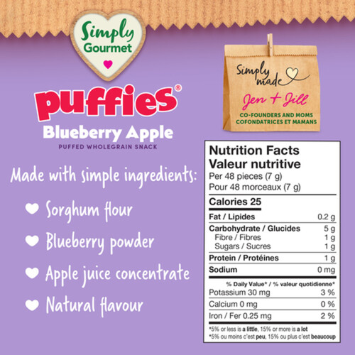 Simply Gourmet Puffies Baby Snack Blueberry Apple 32 g