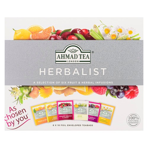 Ahmad Tea Herbalist Tea Six Fruit & Herbal Infusions 60 Tea Bags