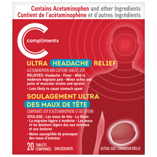 Compliments Pain Relief Acetaminophen Ultra Strength 20 EA