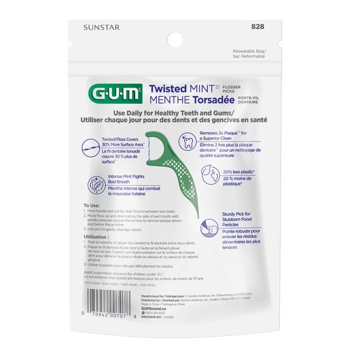 GUM Flosser Picks Twisted Mint 90 Count