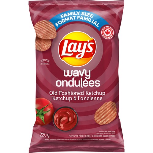 Wavy Potato Chips Lay's Old Fashioned Ketchup Flavoured 220 g