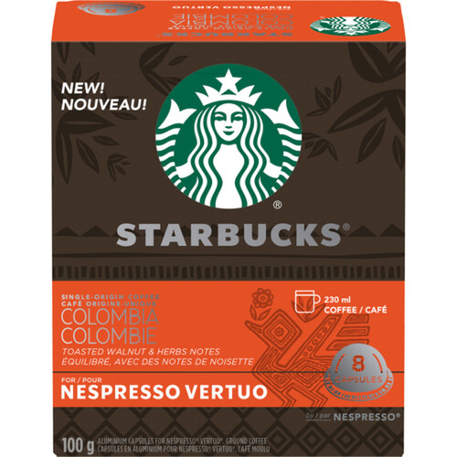 Starbucks Coffee Pods Single-Origin Coffee Colombia Nespresso Vertuo 8 Capsules 100 g