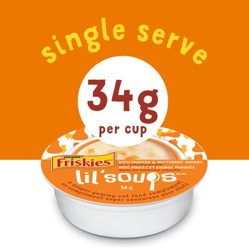 Friskies Lil' Soups Cat Food In Velvety Broth Chicken and Butternut 34 g