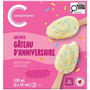 Compliments Barre de crème glacée mini gâteau d'anniversaire 6 x 55 ml