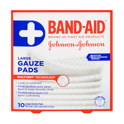 Band-Aid Large Gauze Pads 10.1 cm x 10.1 cm 10 EA