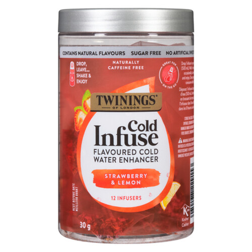 Twinings Sugar Free Cold Infuse Water Enhancer Strawberry & Lemon 12 Infusers 30 g