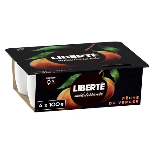 Liberté Méditerranée 9% Yogurt Orchard Peach 4 x 100 g