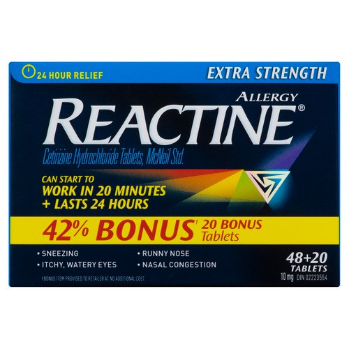 Reactine Allergy Medication 48+20 Bonus 68 EA