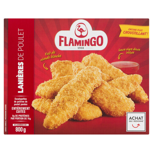 Flamingo Frozen Chicken Breast Strips Breaded Fully Cooked 800 g