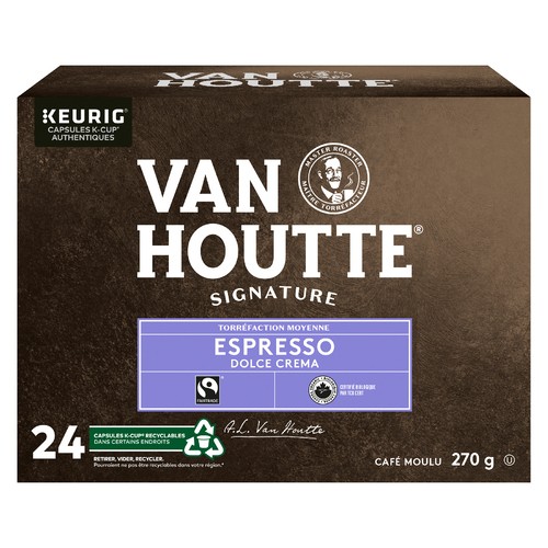 Van Houtte Coffee Pods Espresso Dolce Crema Medium Roast 24 K-Cups 270 g