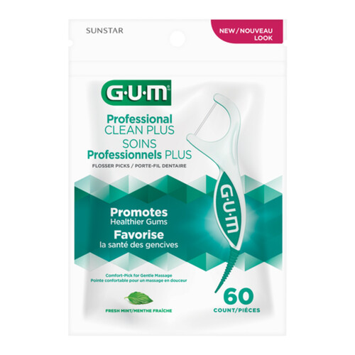 GUM Professional Clean Plus Flosser Pick Mint 60 Count