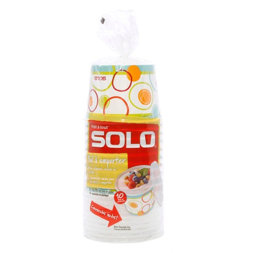 Solo 12 Oz Paper Snack Bowl And Lid 10 Pack