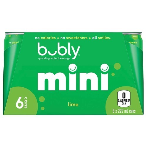 Bubly Sparkling Water Mini Lime 6 x 222 ml (cans)