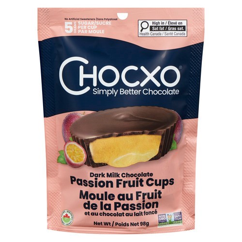 Chocxo Dark Milk Chocolate Passion Fruit Cups 98 g