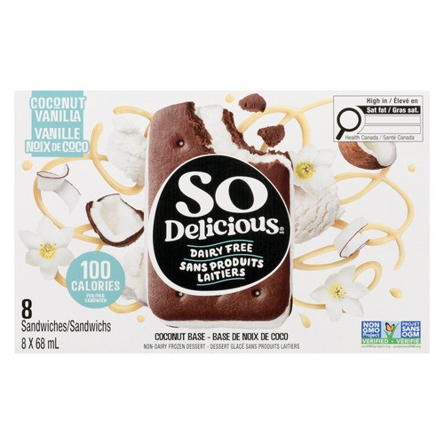 So Delicious Dairy-Free Frozen Dessert Coconut Sandwiches 8 x 68 ml