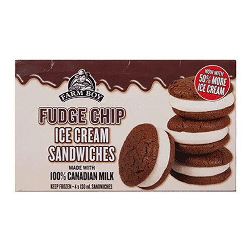 Farm Boy Ice Cream Sandwich Fudge Chip 4 x 130 ml