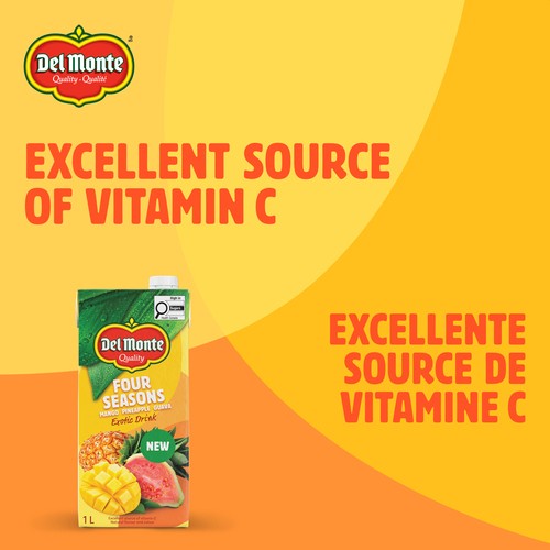 Del Monte Four Seasons Juice Blend Mango Pineapple Guava 1 L