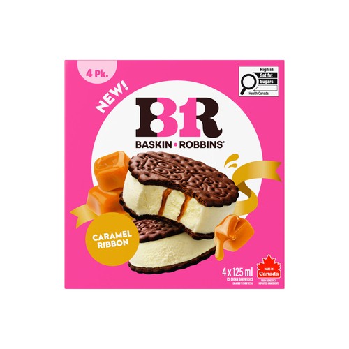Baskin Robbins Ice Cream Sandwiches Caramel Ribbon 4 x 125 ml