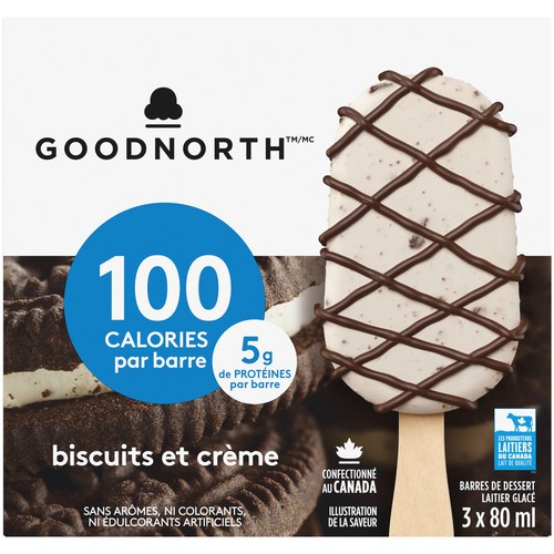 Goodnorth Cookies & Cream Frozen Dessert Bars 3 x 80 mL