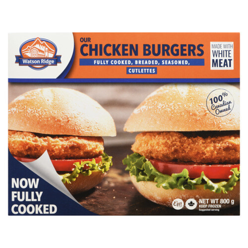 Watson Ridge Frozen Chicken Burger Breaded Fully Cooked 800 g