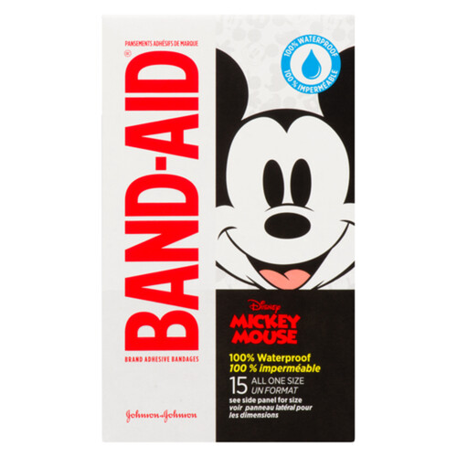 Band-Aid Disney Mickey Mouse Bandages Waterproof All One Size 15 EA