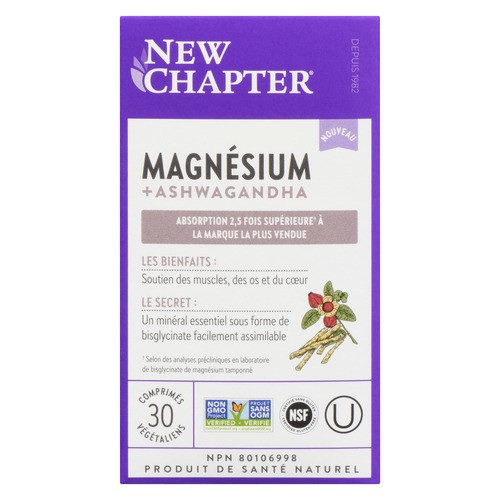 New Chapter Supplements Magnesium + Ashwagandha 30 Tablets