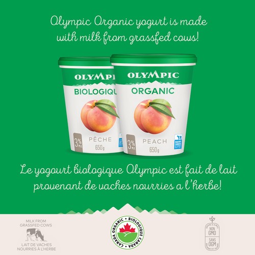 Olympic Organic 3% Yogurt Peach 650 g