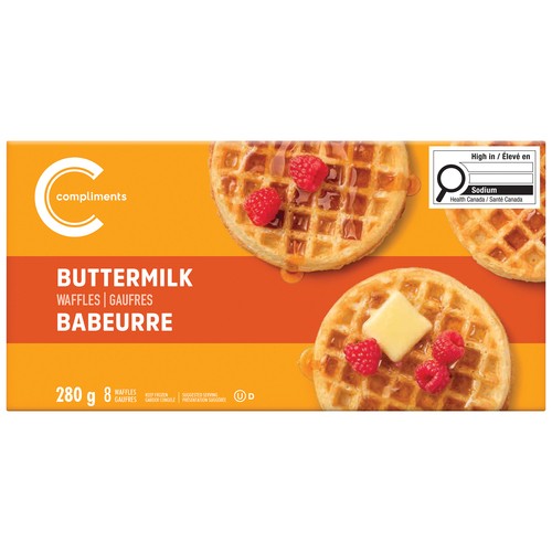 Compliments Frozen Waffles Buttermilk 8 Pack 280 g 