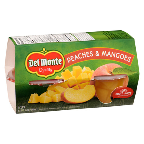 Del Monte Fruit Bowls In Fruit Juice Syrup Peach & Mango 4 x 112.5 ml