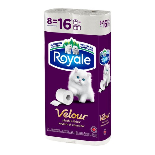 Royale Velour Toilet Paper 2-Ply 8 Rolls x 142 Sheets