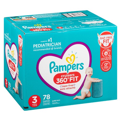 Pampers Cruis 360 Baby Diapers Size 3 Super Pack 78 Count